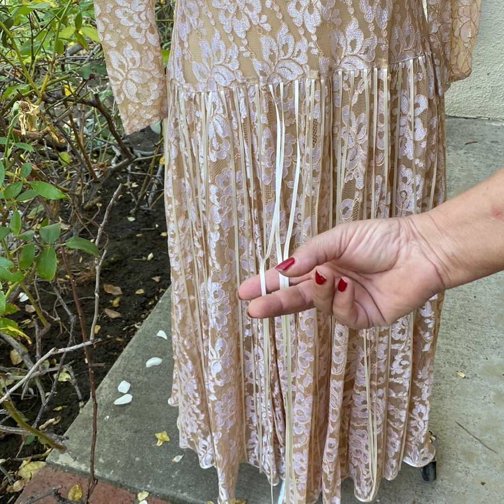 FINAL FRENCH ROSE VINTAGE LACE DRESS - Picture 9 of 15